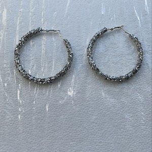 **NWOT** Bling Hoop Rhinestone Earrings